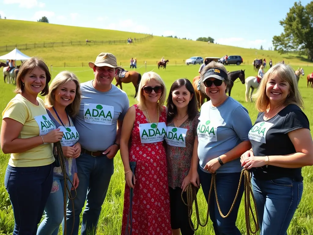 A heartwarming image of ADAA members participating in a community equestrian event, fostering camaraderie and celebrating their shared passion.