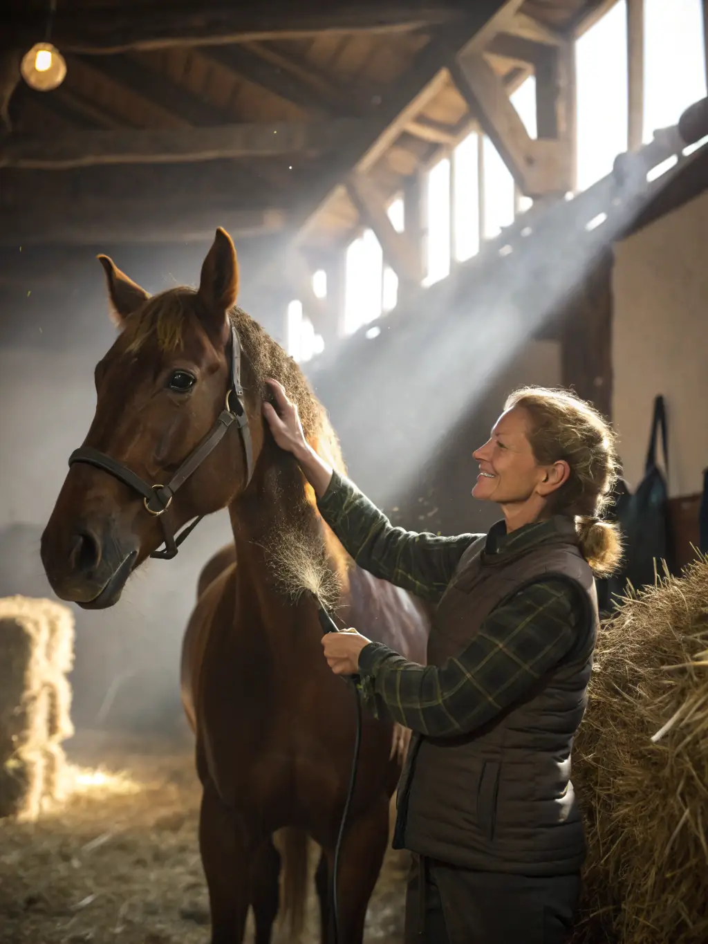 A close-up image of a horse being groomed and cared for, emphasizing the importance of equine welfare in ADAA's programs.