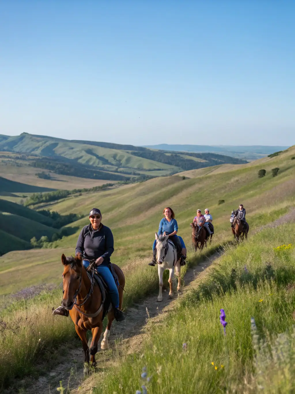 An image of ADAA members enjoying a leisurely carriage ride through the picturesque landscapes of Aveyron, emphasizing the social and recreational aspects of the association.