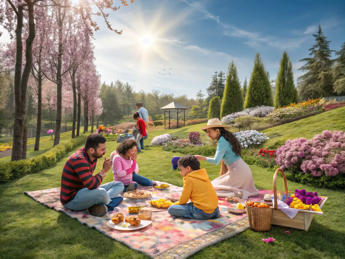 An image of a community gathering organized by ADAA, featuring carriage drivers and their families enjoying a picnic and social activities in a picturesque setting.